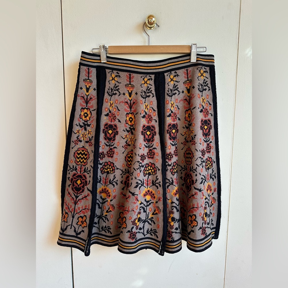 M Missoni Floral Print Pleated Knit Skirt - Size 46 (Large)